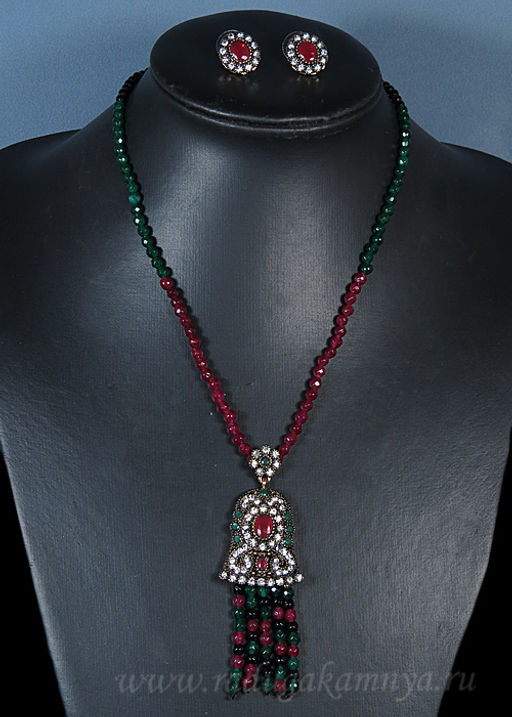 Бусы с подвеской Серьги из самоцветов, 46см