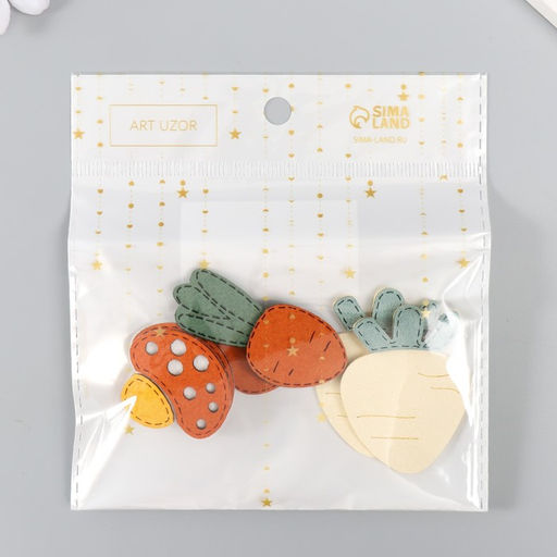 Цена за 6 шт. Декор для творчества иск. замша «Огород» 4×4 см, МИКС