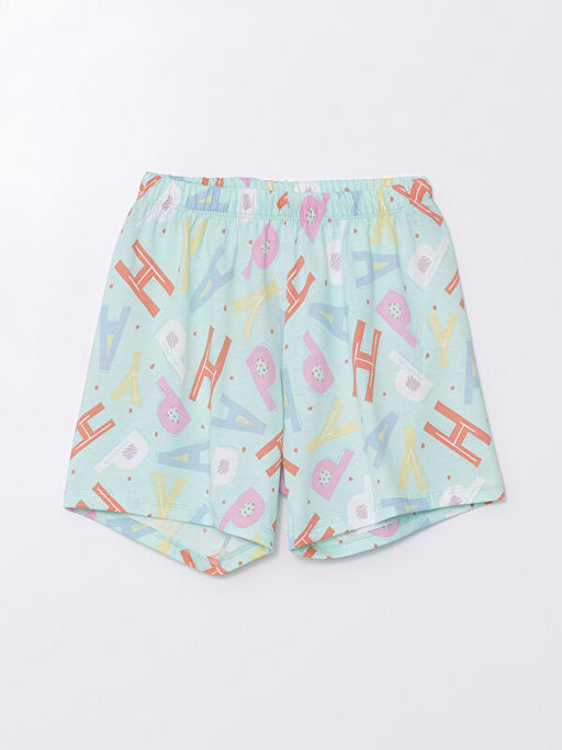 Beli Lastikli Bask?l? K?z ?ocuk Pijama ?ort