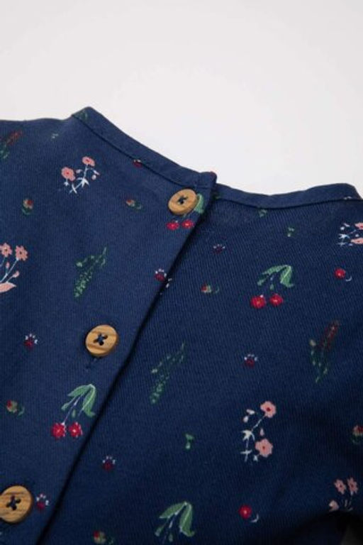 Саржевое платье с длинными рукавами и цветочным принтом для маленьких девочек - Defacto фото 4