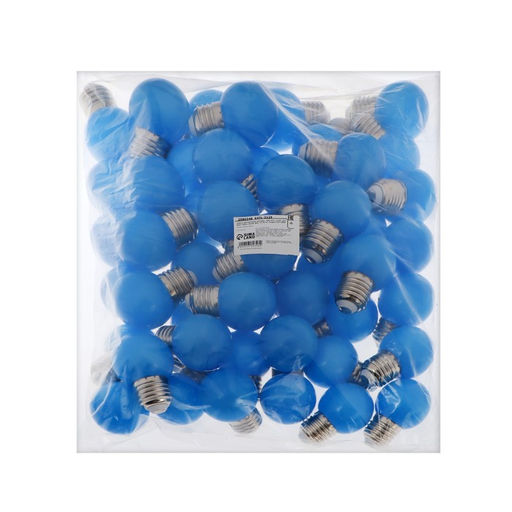 Цена за 50 шт. Лампа светодиодная Luazon Lighting «Шар», G45, Е27, 1.5 Вт, для белт-лайта, свечение синее