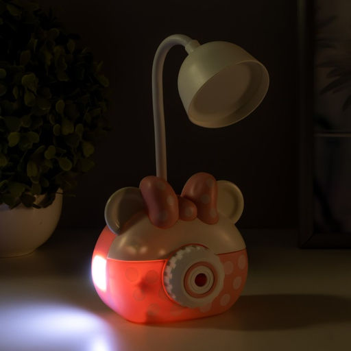 Лампа настольная RISALUX «Гамми», LED, 2 режима, 2 Вт, USB, точилка, розовый, 11.7×7×12 см