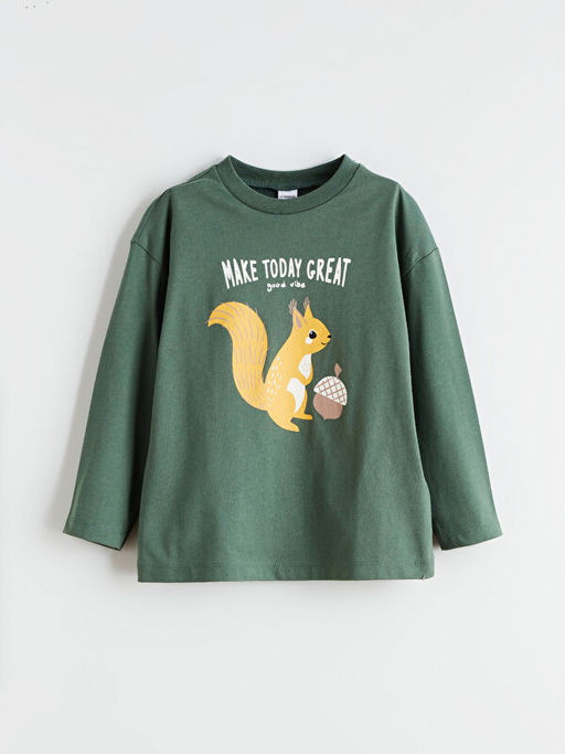 Bisiklet Yaka Bask?l? Erkek ?ocuk Ti??rt