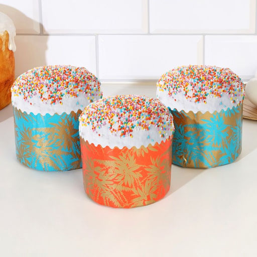 Цена за 1900 шт. Форма для выпечки кулича бумажная Деко-про «Сказочный лес», одноразовая, 11×8.5 см, МИКС