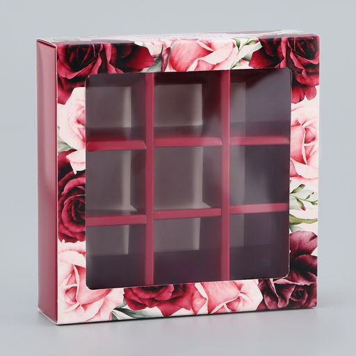 Цена за 5 шт. Коробка для конфет с обечайкой 9 шт. «Прекрасных мгновений», 13.7×13.7×3.5 см