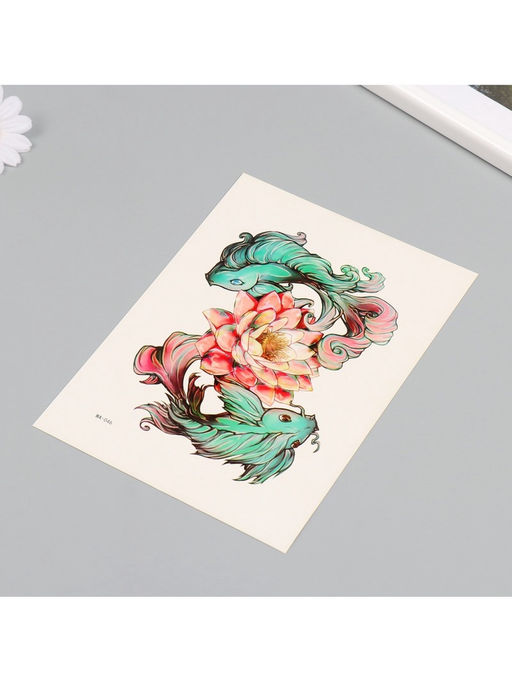 Цена за 2 шт. Переводная тату на тело цветная Нежные рыбы, 26.1?14.6 см