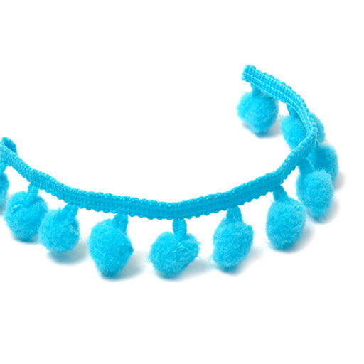 Тесьма с помпонами TBY цв.S370 (020) бирюзовый арт.LC-20 шир.15-20мм уп.10м