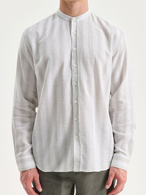 Regular Fit Hakim Yaka Uzun Kollu ?izgili Erkek G?mlek