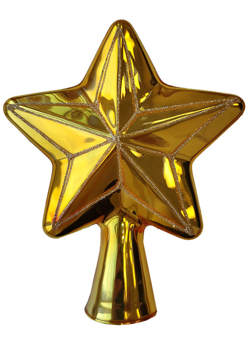 Елочное украшение Верхушка Звезда ЗОЛОТАЯ (стекло) 17см - Коломеев фото 2
