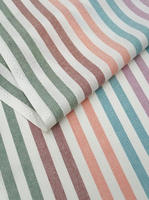 Холст полотенечный Бордовые/лососевые/мятные полосы, ш.0.5м, лен-30%, хл-70%, 140гр/м.кв - Купава фото 5