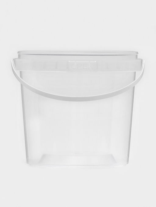Цена за 100 шт. Ведро с ручкой одноразовое, пластик, 1 л, пищевое, прозрачное