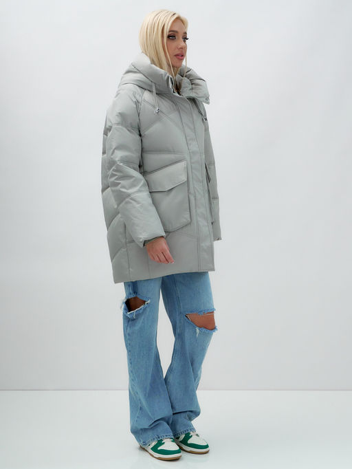 Куртка летучая мышь женская с капюшоном зимняя зеленого цвета 9617Z - Mtforce фото 4