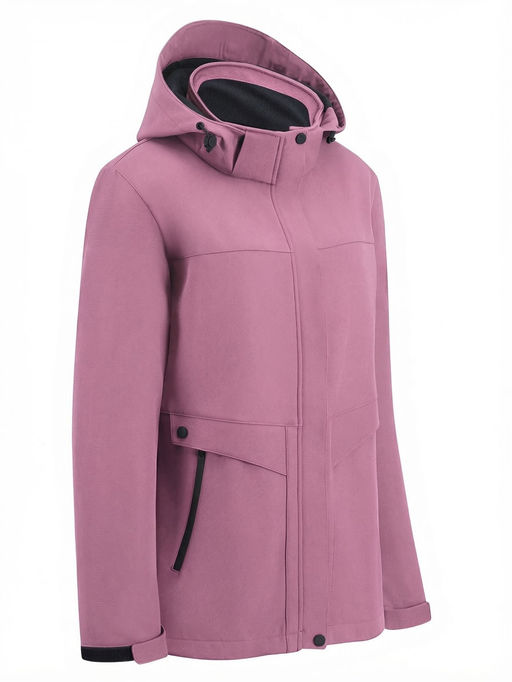 Ветровка женская софтшелл виндстоппер с капюшоном спортивная малинового цвета 9616_1M