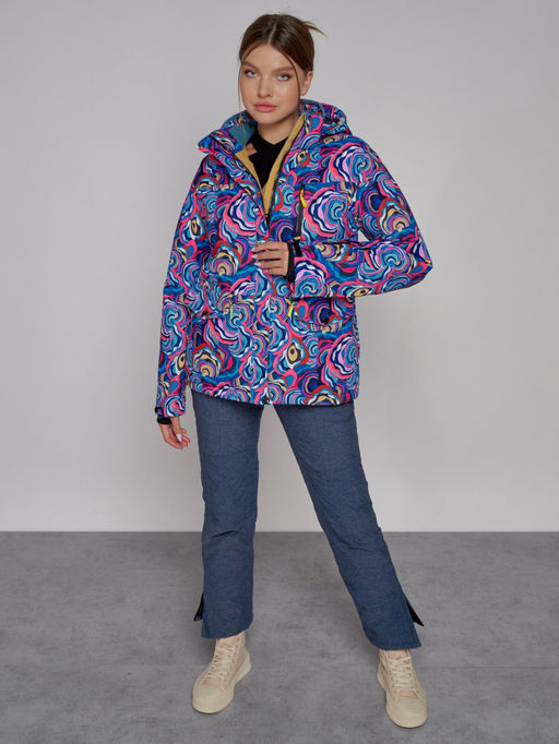 Горнолыжная куртка женская зимняя синего цвета 2302-2S - Mtforce фото 5