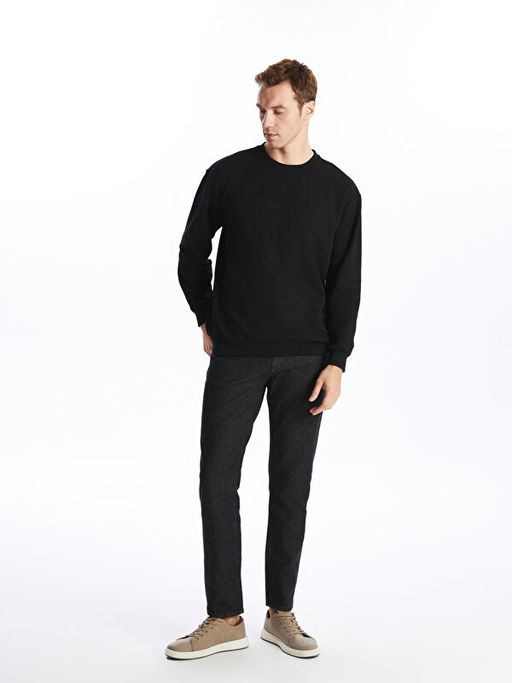 Bisiklet Yaka Uzun Kollu Erkek Sweatshirt