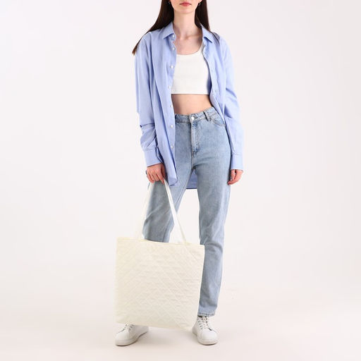 Сумка-шопер женская болоньевая, 40*35*7см, белый цвет - Nazamok фото 11