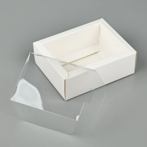 Цена за 5 шт. Коробка складная с пластиковой крышкой «Белая», 11.5 х 9 х 4 см