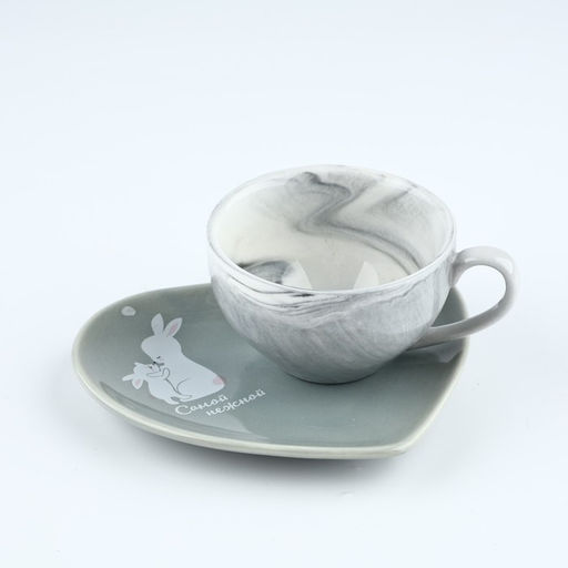 Кофейная пара маме Самой нежной, набор: кружка 150 мл, блюдце