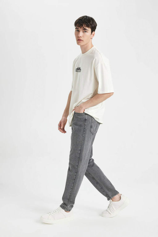 Обычный зауженный крой Джинсовые брюки нормальной формы с нормальной талией и нормальными штанинами - Defacto фото 3