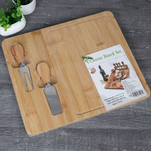 Набор сервировочный для сыра 25x30x1.7 см / KF-S10 /уп 24/доска нож и вилка - ГалеонТрейд фото 2