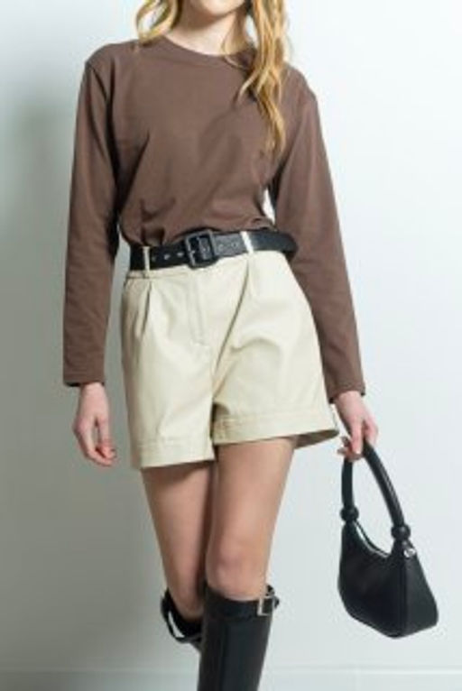 ЭКОКОЖА!!! Шорты Мэйк (молочный) - Nadi bordo фото 2