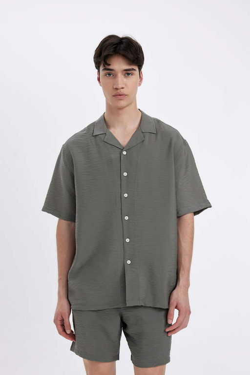 Рубашка с короткими рукавами и воротником-поло Relax Fit - Defacto фото 3