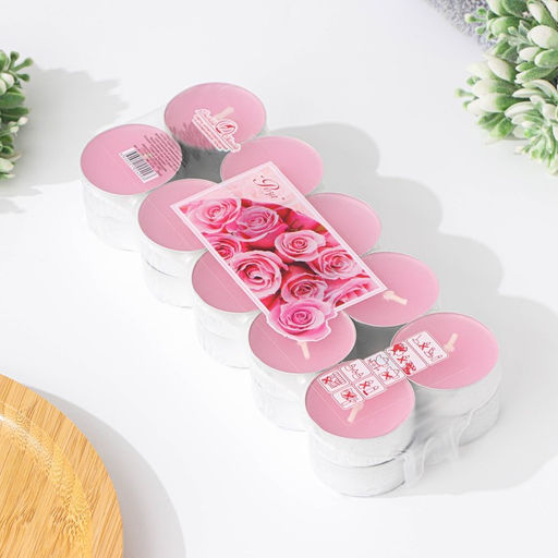 Набор свечей ароматических чайных «Роза», 3.8×1.6 см, 3.5 ч, 12 г, 20 шт. в термоусадке