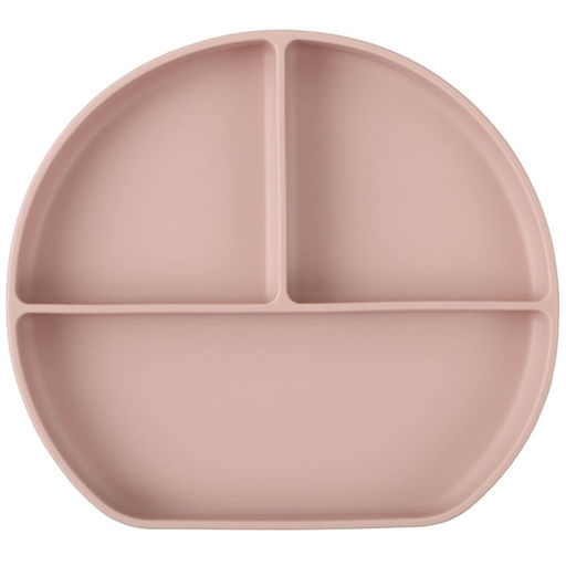 Тарелка детская 3 секции на присоске, M&B, 20.5×19×3, силикон, пыльная роза