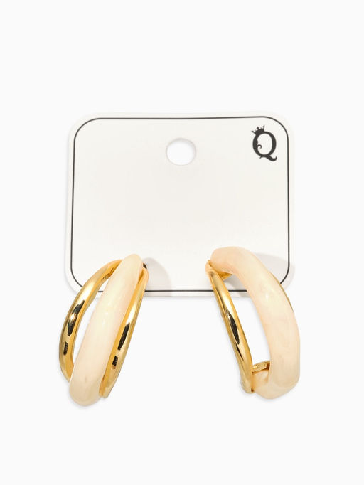 Серьги большие «Стиль. Полукольцо», акрил, белые в золоте