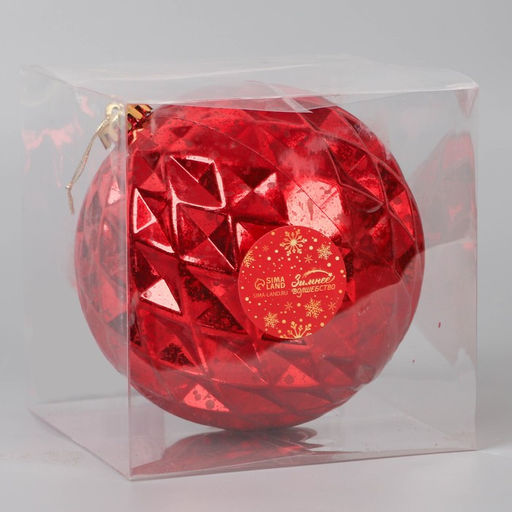 Ёлочный шар гигант Винтаж d=15 см, грани, красный - Зимнее волшебство фото 2