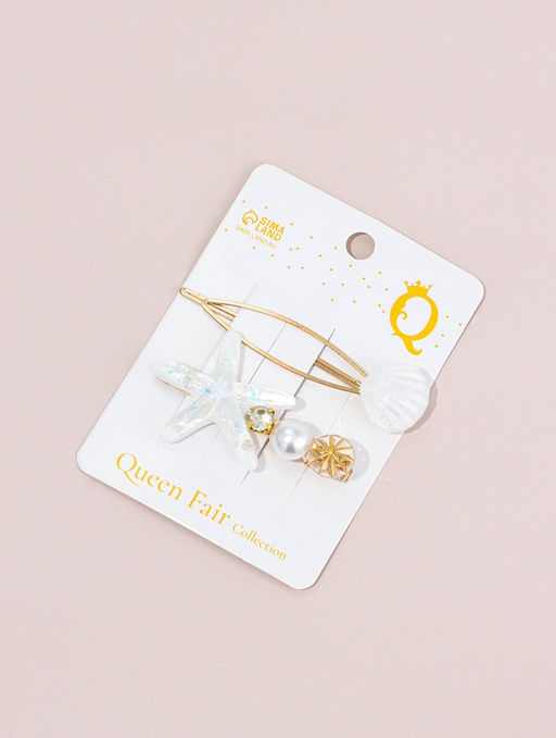 Цена за 3 шт. Набор для волос QF «Морская звезда», 1 зажим, 1 невидимка, 7 см, белый