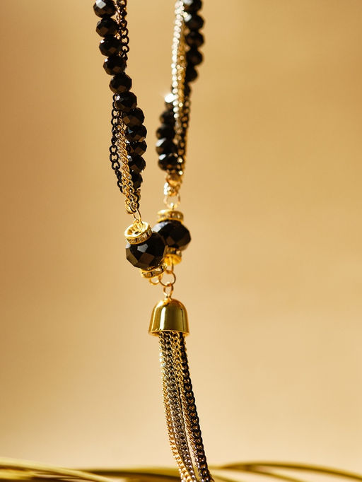 Набор 2 предмета: серьги, бусы Унисон накрученность, цвет золото в чёрном, 60 см