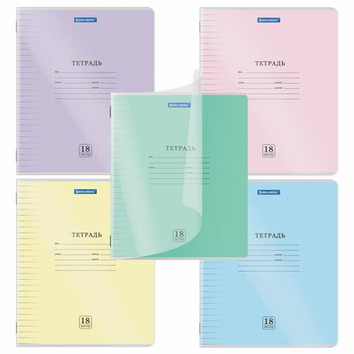Тетрадь обложка пластик (прозрачный) 18л. линия, BRAUBERG