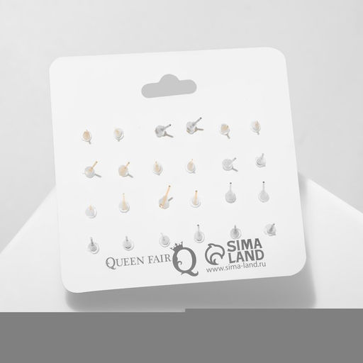 Набор серьги 12 пар Вкусняшки тропика, цветные в золоте - Queen fair фото 2