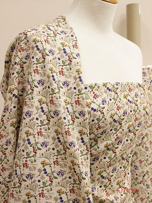 Плательный хлопок Ягодный микс на св.телесно-персиковом, ш.1.44м, хлопок-100%, 135гр/м.кв - Купава фото 4