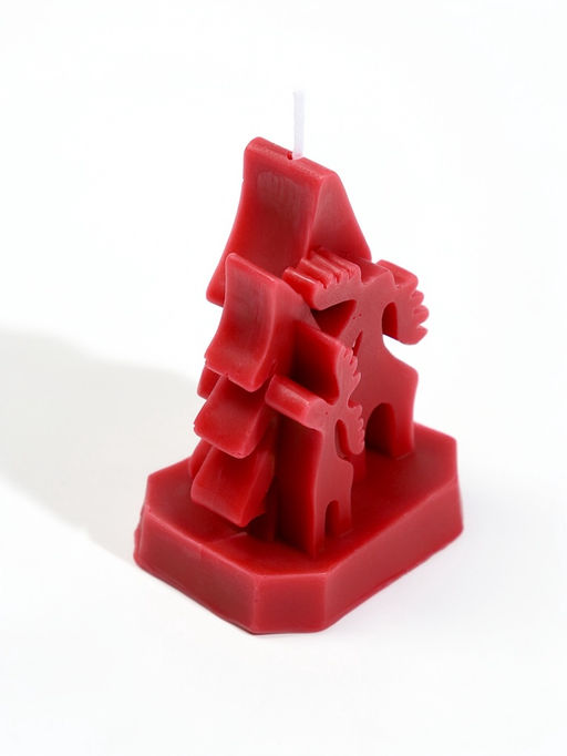 Свеча новогодняя «Олени», 7×5×8.5 см, 9 ч, красный