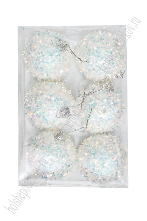 Набор новогодних шаров 6 см (6 шт) SF-7334, белый - Больше подарков фото 2