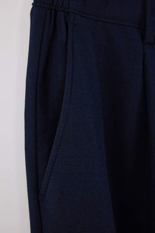 Lacivert Straight Fit Boru Pa_a Gofre Mevsimlik Erkek Dokuma Kuma_ Pantolon TMNSS26PL00005