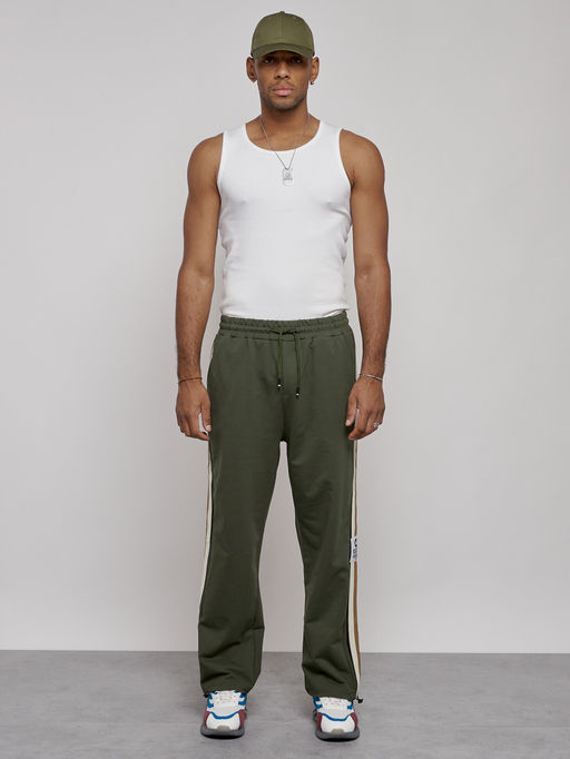 Широкие спортивные штаны трикотажные мужские цвета хаки 12903Kh - Mtforce фото 2