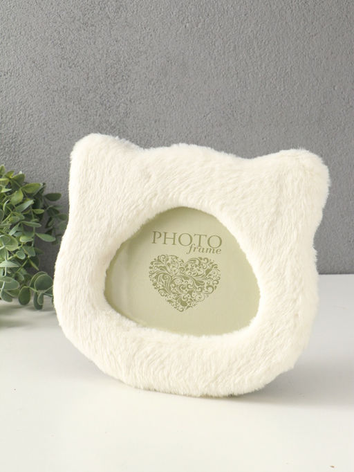 Фоторамка МДФ, иск. мех 14,5х18 см "Белый котик" 21х2х25 см