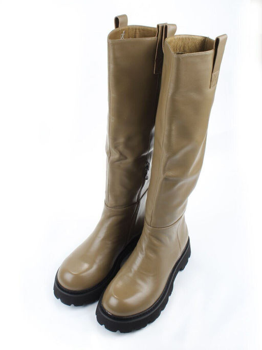 02-E39B-53JN GREEN Сапоги демисезонные женские (натуральная кожа)