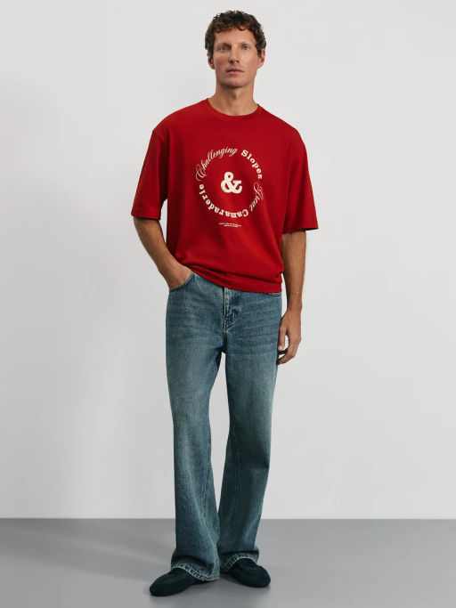 Футболка relax fit с принтом на груди / Zarina