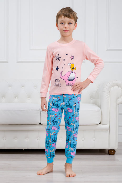 Пижама детская из интерлока Улыбка розовый слон - Амадэль фото 3
