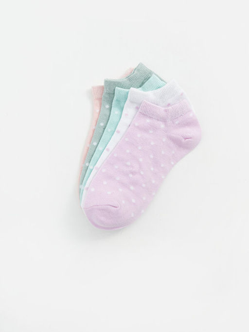 Puantiyeli K?z ?ocuk Patik ?orap 5li