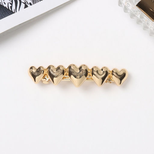 Заколка - автомат для волос «Пейдж», сердца, 7.5 см, золото