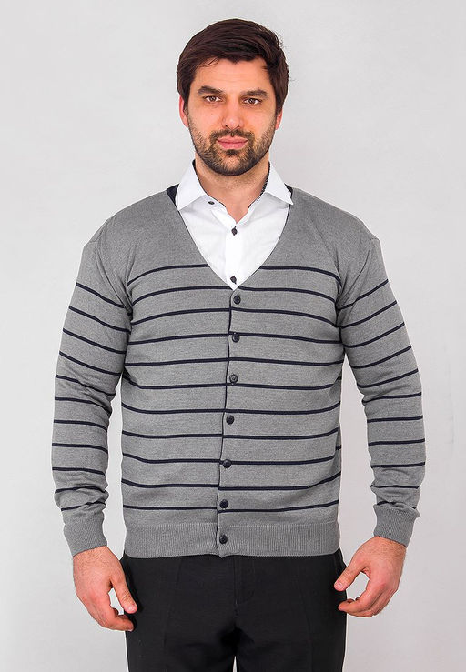 Кардиган мужской GREG G135-50-полоса (серый)  фото 7