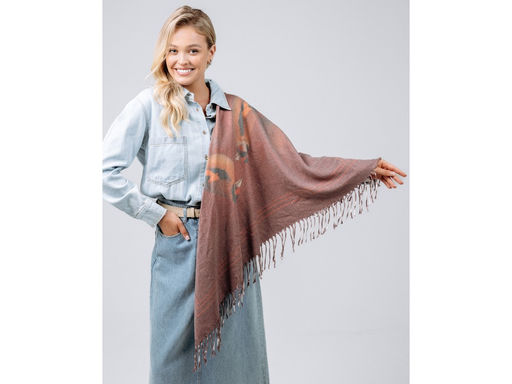 Платок Lanotti двухсторонний Сердце природы бордовый /№62