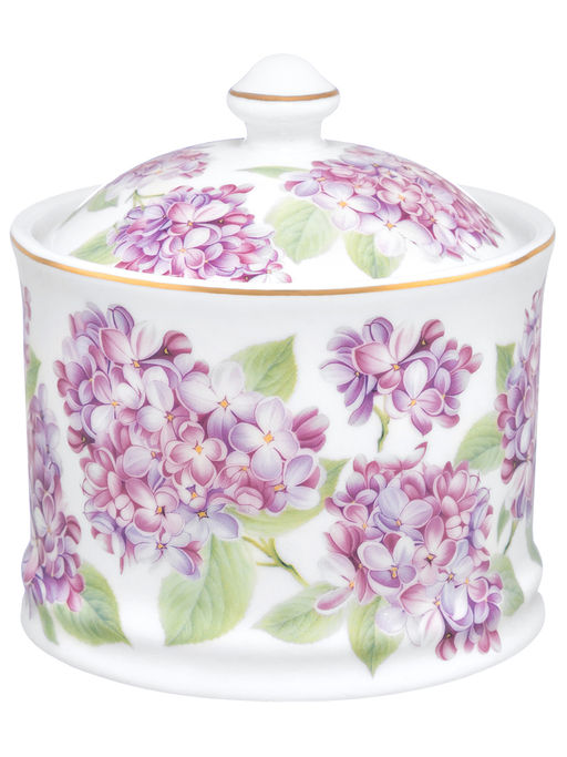Сахарница 250 мл 9*9*10 см "Сирень" фарфор NEW BONE CHINA