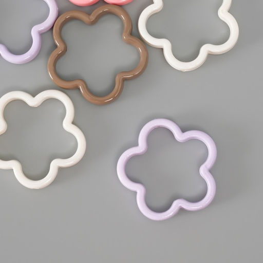 Цена за 6 шт. Бусина для творчества пластик Цветок, 4.2?4.2?0.6 см, МИКС