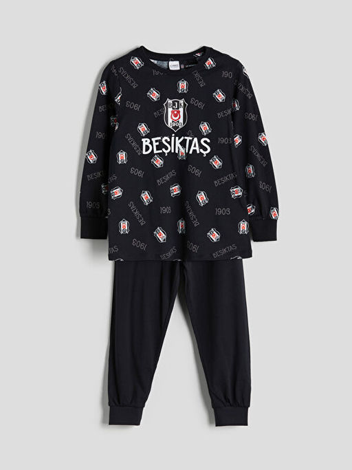 Bisiklet Yaka Be?ikta? Bask?l? Erkek ?ocuk Pijama Tak?m?